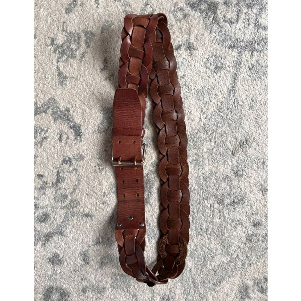 Brown leather women's belt.
